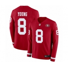 Youth Nike San Francisco 49ers #8 Steve Young Limited Red Therma Long Sleeve NFL Jersey
