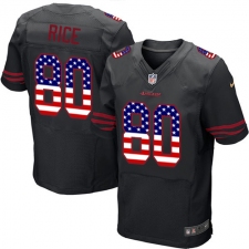 Men's Nike San Francisco 49ers #80 Jerry Rice Elite Black Alternate USA Flag Fashion NFL Jersey