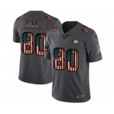 Men's San Francisco 49ers #80 Jerry Rice Limited Black USA Flag 2019 Salute To Service Football Jersey