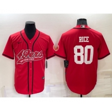Men's San Francisco 49ers #80 Jerry Rice Red Stitched Cool Base Nike Baseball Jersey