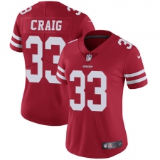 Women's Nike San Francisco 49ers #33 Roger Craig Elite Red Team Color NFL Jersey