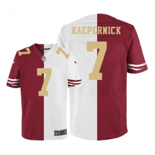 Men's Nike San Francisco 49ers #7 Colin Kaepernick Elite Red/White Split Fashion Gold Number NFL Jersey