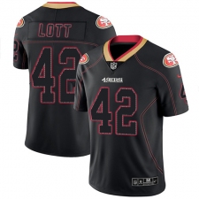 Men's Nike San Francisco 49ers #42 Ronnie Lott Limited Lights Out Black Rush NFL Jersey