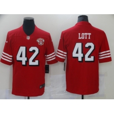 Men's San Francisco 49ers #42 Ronnie Lott Red 2021 75th Anniversary Vapor Untouchable Stitched Limited Jersey