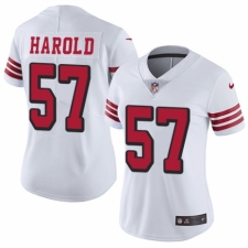 Women's Nike San Francisco 49ers #57 Eli Harold Limited White Rush Vapor Untouchable NFL Jersey