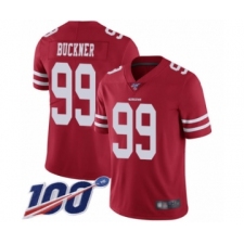 Men's San Francisco 49ers #99 DeForest Buckner Red Team Color Vapor Untouchable Limited Player 100th Season Football Jersey