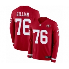 Men's Nike San Francisco 49ers #76 Garry Gilliam Limited Red Therma Long Sleeve NFL Jersey