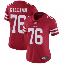 Women's Nike San Francisco 49ers #76 Garry Gilliam Elite Red Team Color NFL Jersey