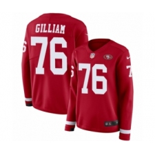 Women's Nike San Francisco 49ers #76 Garry Gilliam Limited Red Therma Long Sleeve NFL Jersey
