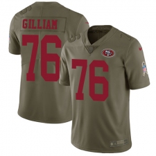 Youth Nike San Francisco 49ers #76 Garry Gilliam Limited Olive 2017 Salute to Service NFL Jersey