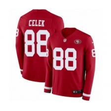 Men's Nike San Francisco 49ers #88 Garrett Celek Limited Red Therma Long Sleeve NFL Jersey
