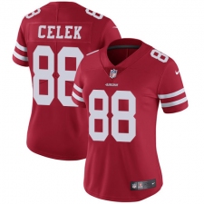Women's Nike San Francisco 49ers #88 Garrett Celek Elite Red Team Color NFL Jersey