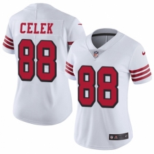 Women's Nike San Francisco 49ers #88 Garrett Celek Limited White Rush Vapor Untouchable NFL Jersey