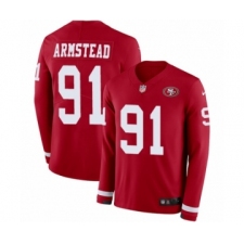 Men's Nike San Francisco 49ers #91 Arik Armstead Limited Red Therma Long Sleeve NFL Jersey