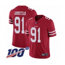 Men's San Francisco 49ers #91 Arik Armstead Red Team Color Vapor Untouchable Limited Player 100th Season Football Jersey