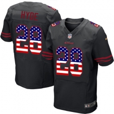 Men's Nike San Francisco 49ers #28 Carlos Hyde Elite Black Alternate USA Flag Fashion NFL Jersey