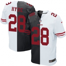 Men's Nike San Francisco 49ers #28 Carlos Hyde Elite Black/White Split Fashion NFL Jersey