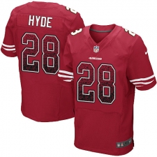 Men's Nike San Francisco 49ers #28 Carlos Hyde Elite Red Home Drift Fashion NFL Jersey