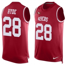Men's Nike San Francisco 49ers #28 Carlos Hyde Limited Red Player Name & Number Tank Top NFL Jersey