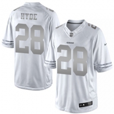 Men's Nike San Francisco 49ers #28 Carlos Hyde Limited White Platinum NFL Jersey