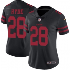 Women's Nike San Francisco 49ers #28 Carlos Hyde Elite Black NFL Jersey
