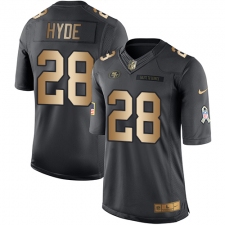 Youth Nike San Francisco 49ers #28 Carlos Hyde Limited Black/Gold Salute to Service NFL Jersey
