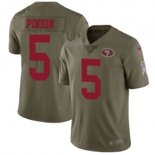 Men's Nike San Francisco 49ers #5 Bradley Pinion Limited Olive 2017 Salute to Service NFL Jersey