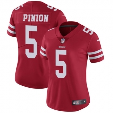 Women's Nike San Francisco 49ers #5 Bradley Pinion Elite Red Team Color NFL Jersey