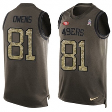 Men's Nike San Francisco 49ers #81 Terrell Owens Limited Green Salute to Service Tank Top NFL Jersey