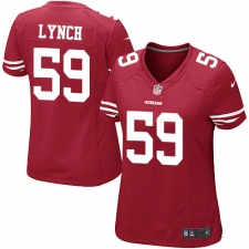 Women's Nike San Francisco 49ers #59 Aaron Lynch Game Red Team Color NFL Jersey