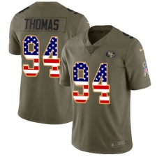 Youth Nike San Francisco 49ers #94 Solomon Thomas Limited Olive/USA Flag 2017 Salute to Service NFL Jersey