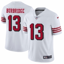 Men's Nike San Francisco 49ers #13 Aaron Burbridge Elite White Rush Vapor Untouchable NFL Jersey