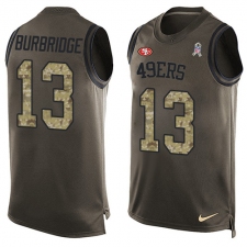 Men's Nike San Francisco 49ers #13 Aaron Burbridge Limited Green Salute to Service Tank Top NFL Jersey