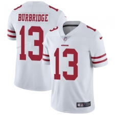 Men's Nike San Francisco 49ers #13 Aaron Burbridge White Vapor Untouchable Limited Player NFL Jersey