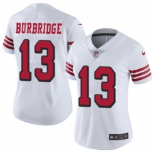 Women's Nike San Francisco 49ers #13 Aaron Burbridge Limited White Rush Vapor Untouchable NFL Jersey