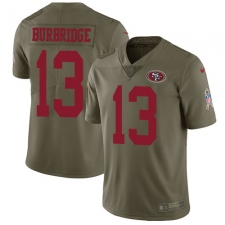 Youth Nike San Francisco 49ers #13 Aaron Burbridge Limited Olive 2017 Salute to Service NFL Jersey