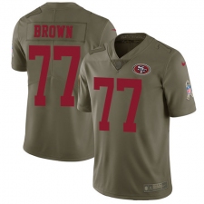 Youth Nike San Francisco 49ers #77 Trent Brown Limited Olive 2017 Salute to Service NFL Jersey