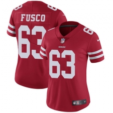 Women's Nike San Francisco 49ers #63 Brandon Fusco Elite Red Team Color NFL Jersey