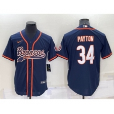 Men's Chicago Bears #34 Walter Payton Navy Blue Stitched MLB Cool Base Nike Baseball Jersey