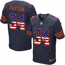 Men's Nike Chicago Bears #34 Walter Payton Elite Navy Blue Alternate USA Flag Fashion NFL Jersey