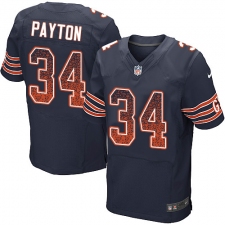 Men's Nike Chicago Bears #34 Walter Payton Elite Navy Blue Home Drift Fashion NFL Jersey