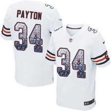 Men's Nike Chicago Bears #34 Walter Payton Elite White Road Drift Fashion NFL Jersey