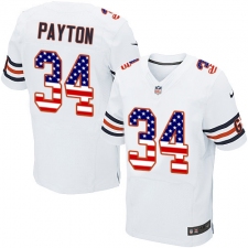 Men's Nike Chicago Bears #34 Walter Payton Elite White Road USA Flag Fashion NFL Jersey