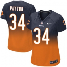 Women's Nike Chicago Bears #34 Walter Payton Elite Navy/Orange Fadeaway NFL Jersey