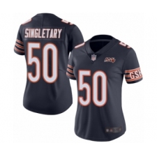 Women's Chicago Bears #50 Mike Singletary Navy Blue Team Color 100th Season Limited Football Jersey