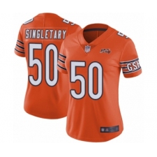 Women's Chicago Bears #50 Mike Singletary Orange Alternate 100th Season Limited Football Jersey