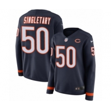 Women's Nike Chicago Bears #50 Mike Singletary Limited Navy Blue Therma Long Sleeve NFL Jersey