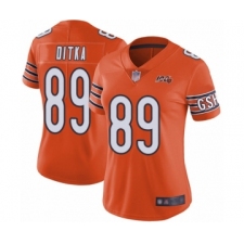 Women's Chicago Bears #89 Mike Ditka Orange Alternate 100th Season Limited Football Jersey