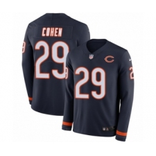 Men's Nike Chicago Bears #29 Tarik Cohen Limited Navy Blue Therma Long Sleeve NFL Jersey
