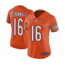 Women's Chicago Bears #16 Pat O'Donnell Orange Alternate 100th Season Limited Football Jersey